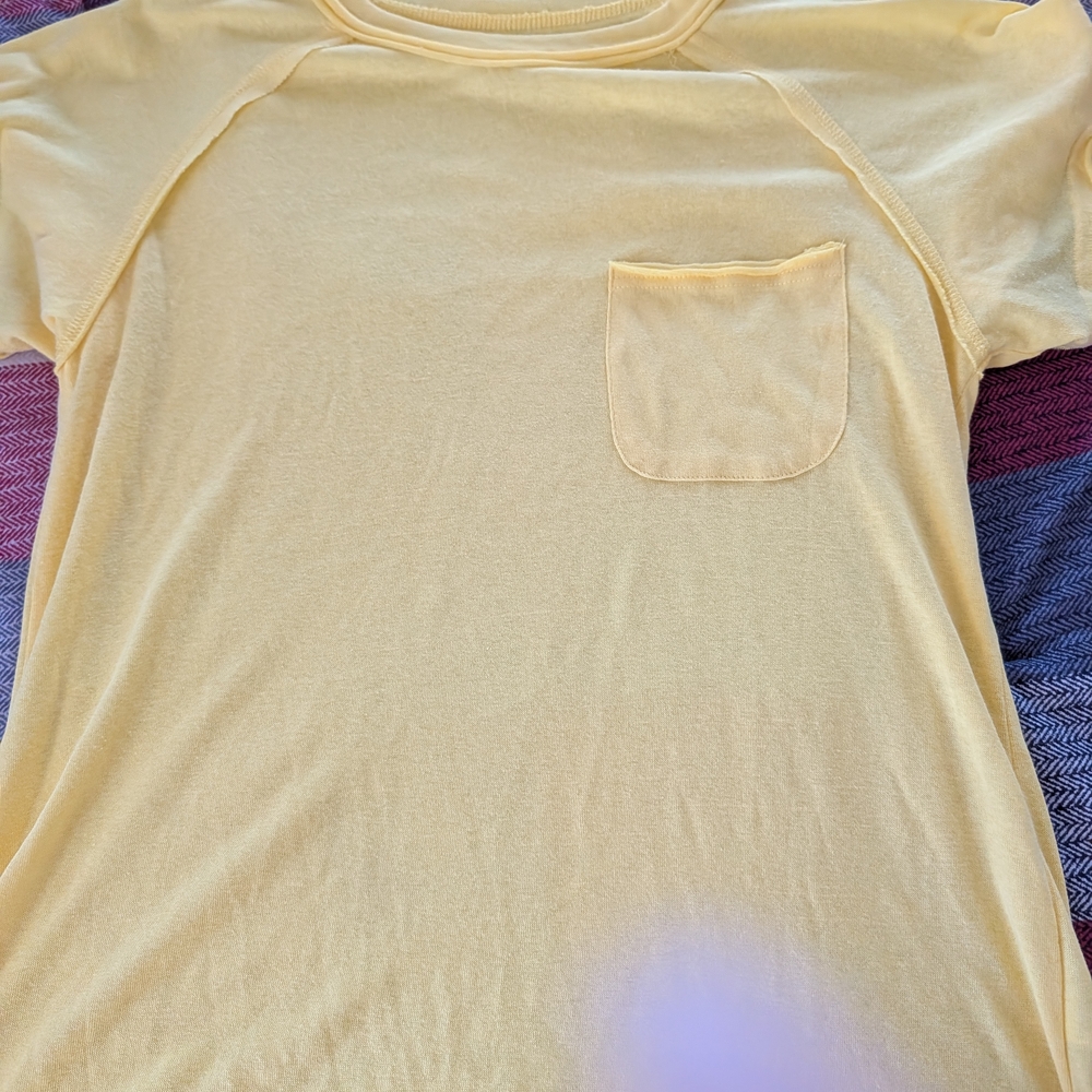 $$ Soft Light Yellow Pocket Tee